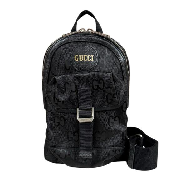 Gucci Off the Grit Sling Backpack Nylon 658631 Black Men's Pre-owned